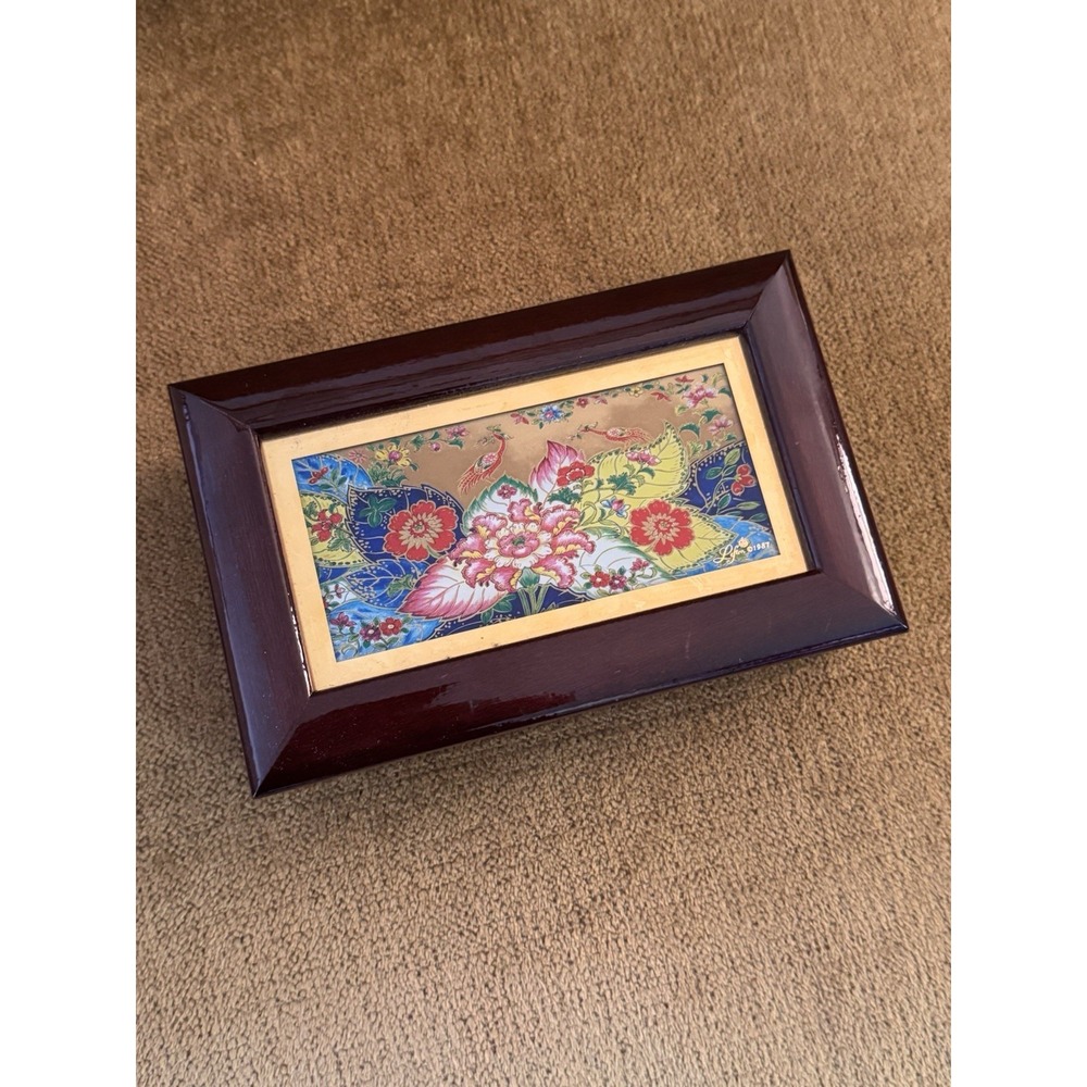 Vintage Lefton Music Box Jewelry Case Plays "Memory" Birds‎ Flowers Luxe